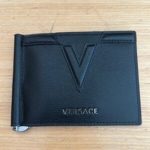 Versace black wallet w/ money clip